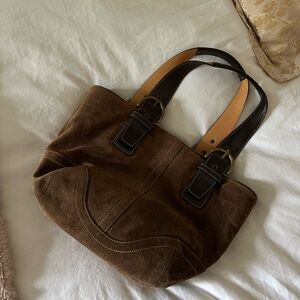 Coach brown suede handbag